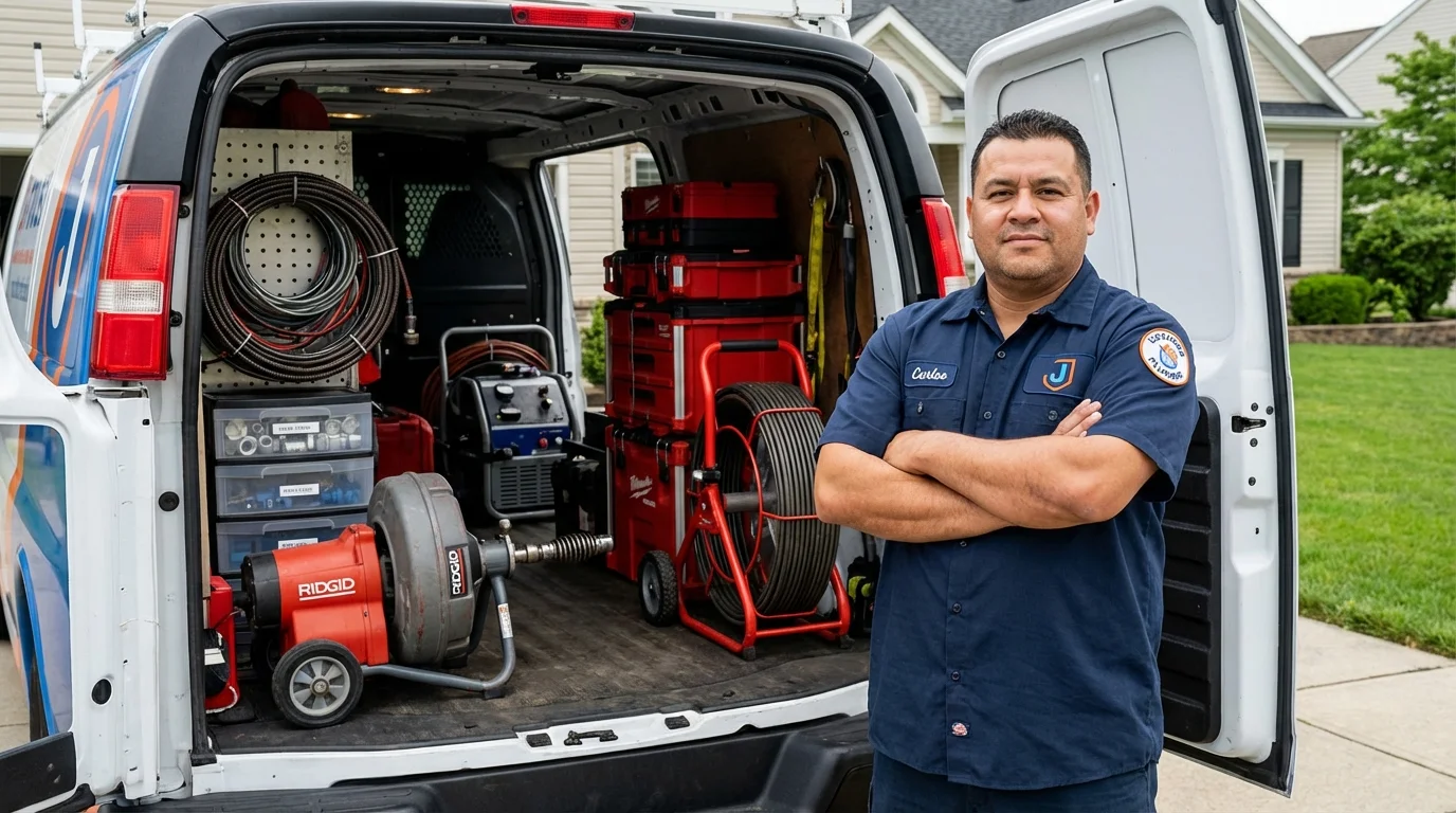 Professional drain cleaning equipment and Johns Plumbing LLC plumber in Dewart
