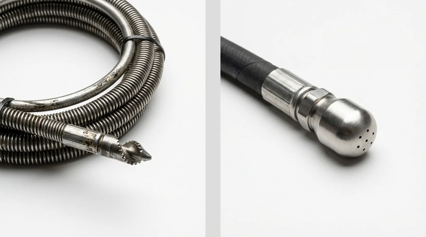 Drain snake cable and hydro jetting nozzle used for drain cleaning in Dewart, PA
