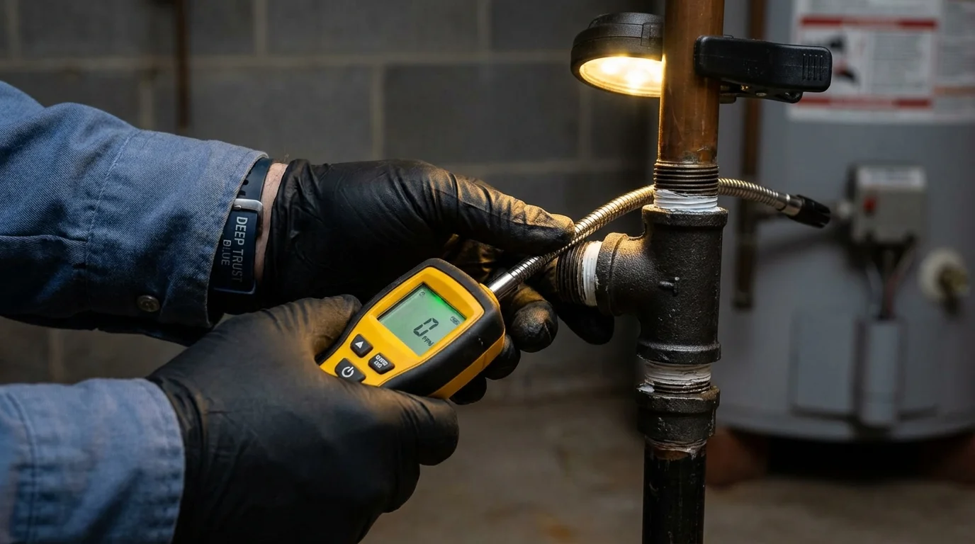 Gas leak detection with electronic sniffer by Johns Plumbing LLC in Dewart